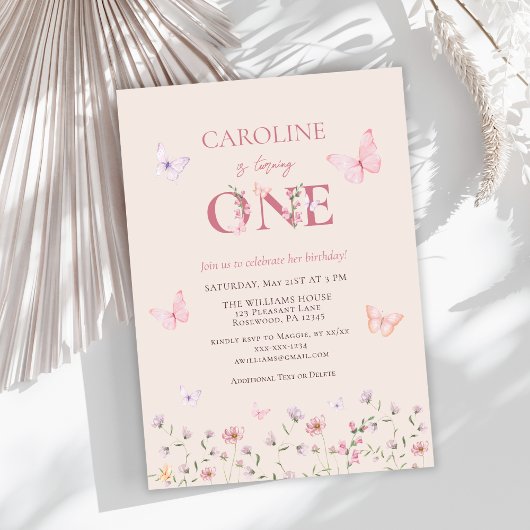 バタフライガールファースト誕生日 招待状