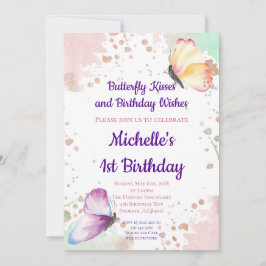 バタフライガールファースト1歳招待状 招待状