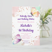 バタフライガールファースト1歳招待状 招待状 (スタンド正面)