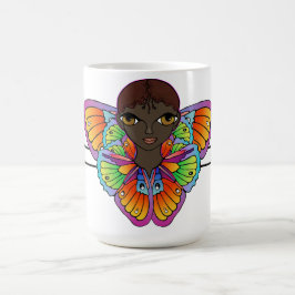 バタフライガールフラットサンキューカード コーヒーマグカップ