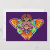 バタフライガールフラットサンキューカード サンキューカード (正面)