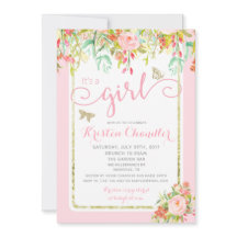 バタフライガールフローラガーデン水玉模様ベビーシャワー