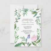 バタフライガールベビーシャワー招待状、ピンク 招待状 (正面)