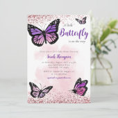 バタフライガールベビーシャワー 招待状 (スタンド正面)