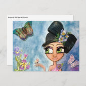 バタフライガールポストカード ポストカード (正面/裏面)