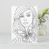 バタフライガール女性顔カラーリングページ シーズンカード (スタンド正面)