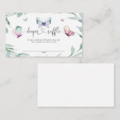 バタフライガール赤ちゃんシャワーおむつラッフル エンクロージャーカード (正面/裏面)