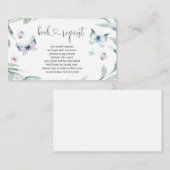 バタフライガール赤ちゃんシャワーブックリクエスト エンクロージャーカード (正面/裏面)