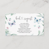 バタフライガール赤ちゃんシャワーブックリクエスト エンクロージャーカード (正面)