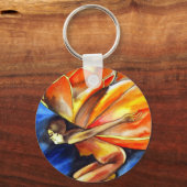 バタフライガール超リアルオリジナルファンタジーアート キーホルダー (正面)