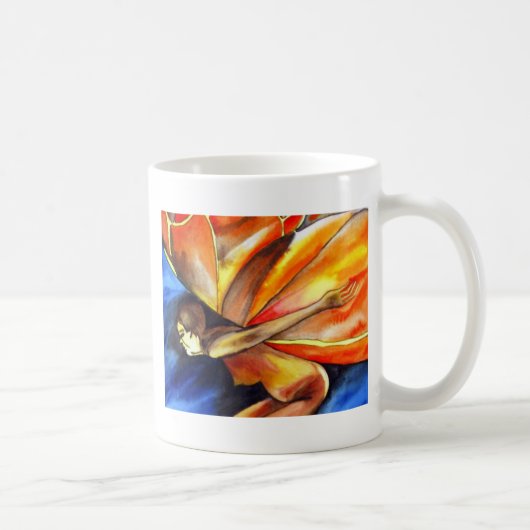 バタフライガール超リアルオリジナルファンタジーアート コーヒーマグカップ (右)