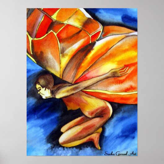 バタフライガール超リアルオリジナルファンタジーアート ポスター (正面)