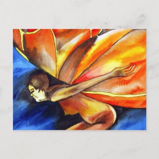 バタフライガール超リアルオリジナルファンタジーアート ポストカード (正面)