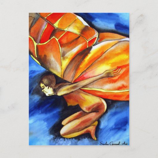 バタフライガール超リアルオリジナルファンタジーアート ポストカード (正面)