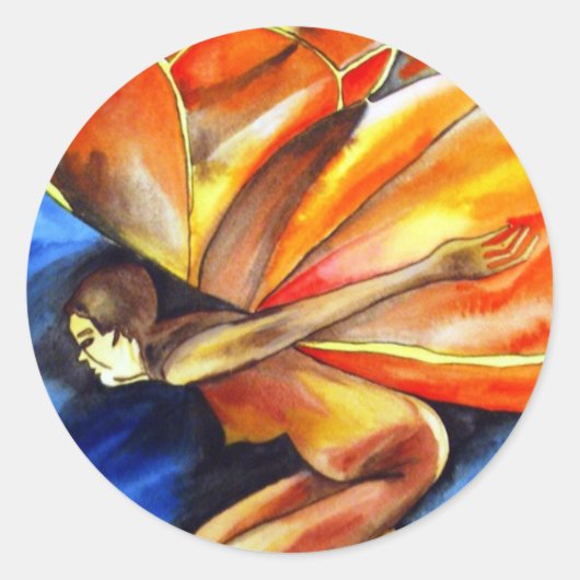 バタフライガール超リアルオリジナルファンタジーアート ラウンドシール (正面)