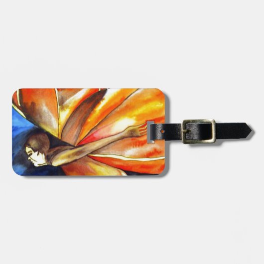 バタフライガール超リアルオリジナルファンタジーアート ラゲッジタグ (正面横)