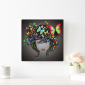 バタフライガール1&1A時計オプション スクエア壁時計 (ホーム)