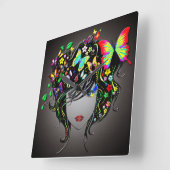 バタフライガール1&1A時計オプション スクエア壁時計 (傾斜)