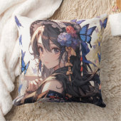 バタフライガール クッション (ブランケット)