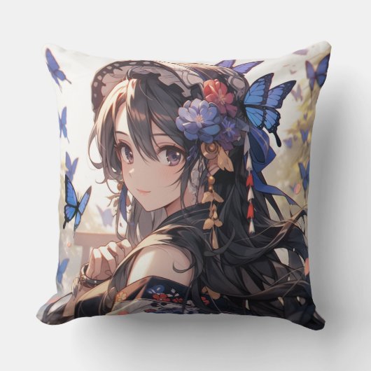 バタフライガール クッション (正面)