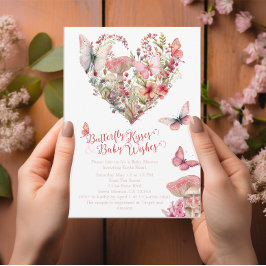 バタフライキスウッドランドベビーシャワー 招待状