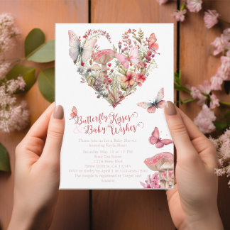 バタフライキスウッドランドベビーシャワー 招待状
