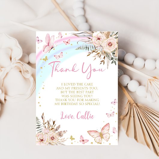 バタフライキスガール誕生日サンキューカード サンキューカード