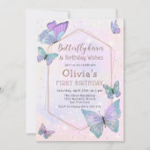 バタフライキスバタフライガールズバースデーパーティー 招待状 (正面)