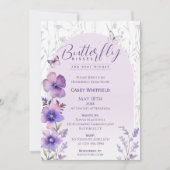 バタフライキスパープルボホベビーシャワー 招待状 (正面)