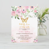 バタフライキスピンクベビーシャワー 招待状 (スタンド正面)