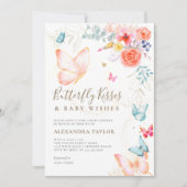 バタフライキスピーチガーデンベビーガールシャワー 招待状 (正面)