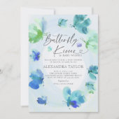 バタフライキスブルーウォーター色男の赤ちゃんシャワー 招待状 (正面)