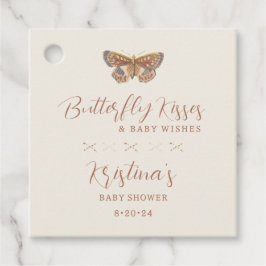 バタフライキスベビーガールシャワー フェイバータグ