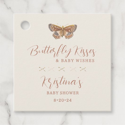 バタフライキスベビーガールシャワー フェイバータグ (正面)