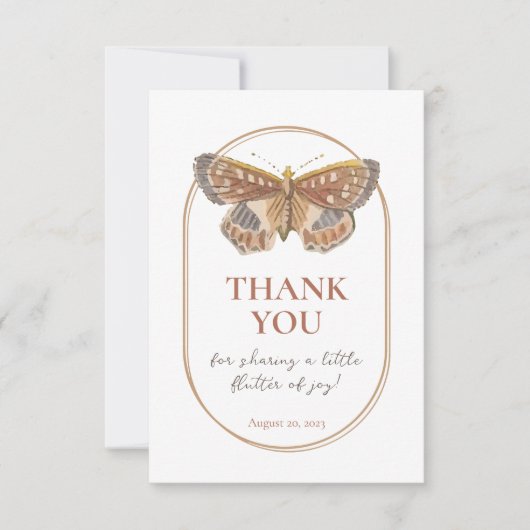 バタフライキスベビーシャワーありがとう サンキューカード (正面)