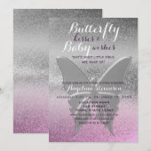 バタフライキスベビーシャワー 招待状 (正面/裏面)