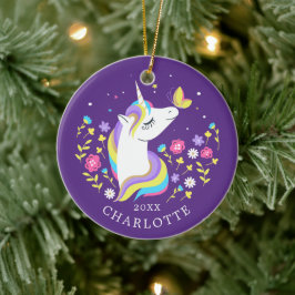 バタフライキスユニコーンクリスマスオーナメント セラミックオーナメント