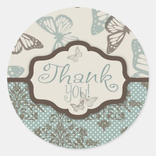 バタフライキスレトロTYステッカー ラウンドシール (正面)