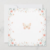 バタフライキスワイルドサンゴティール（緑がかった色）ガールベビーシャワー 招待状 (裏面)