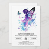 バタフライキス妖精誕生日 招待状 (正面/裏面)