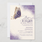 バタフライキス紫グリッターベビーシャワー 招待状 (正面)