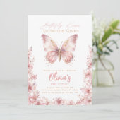 バタフライキス誕生日ピンクバタフライパーティー 招待状 (スタンド正面)