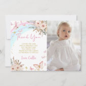 バタフライキス誕生日フォトサンキューカード サンキューカード (正面)