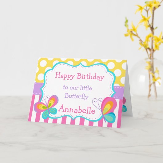 バタフライキス誕生日 カード (黄色い花)