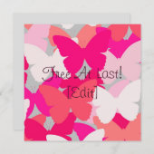 バタフライキス-ピンクのグリーティングカード/招待状 招待状 (正面/裏面)