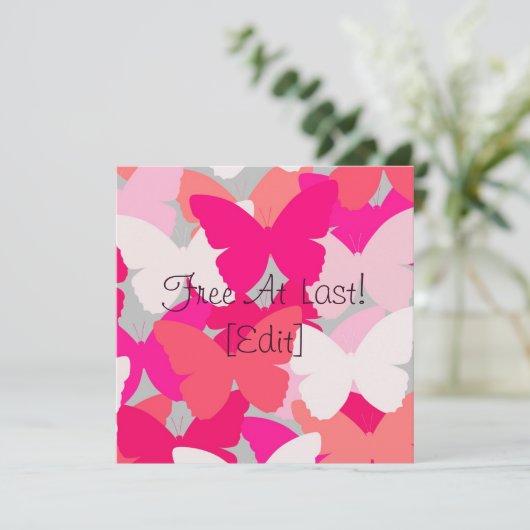 バタフライキス-ピンクのグリーティングカード/招待状 招待状 (スタンド正面)
