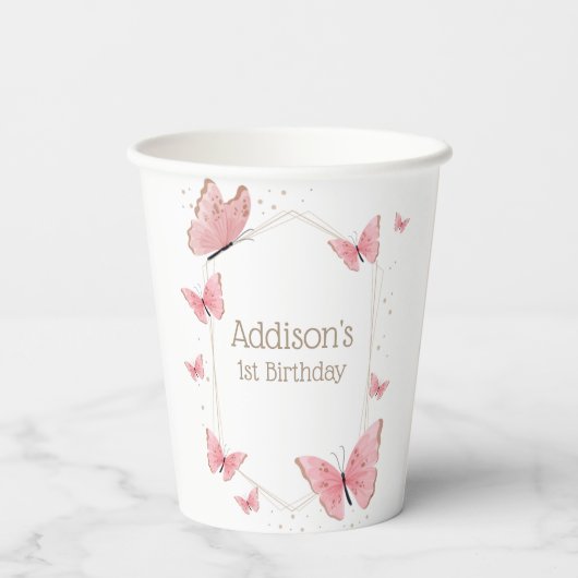 バタフライキス&誕生日ウィッシュ誕生日 紙コップ (裏面)