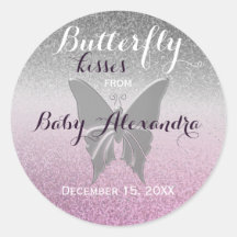 バタフライキッス グリッター パープル ベビーシャワー