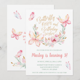 バタフライキッス & バースデーウィッシュ、 誕生日パーティ（年齢不問） 招待状