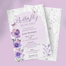 バタフライキッス パープルボヘミア ベビーシャワー 招待状